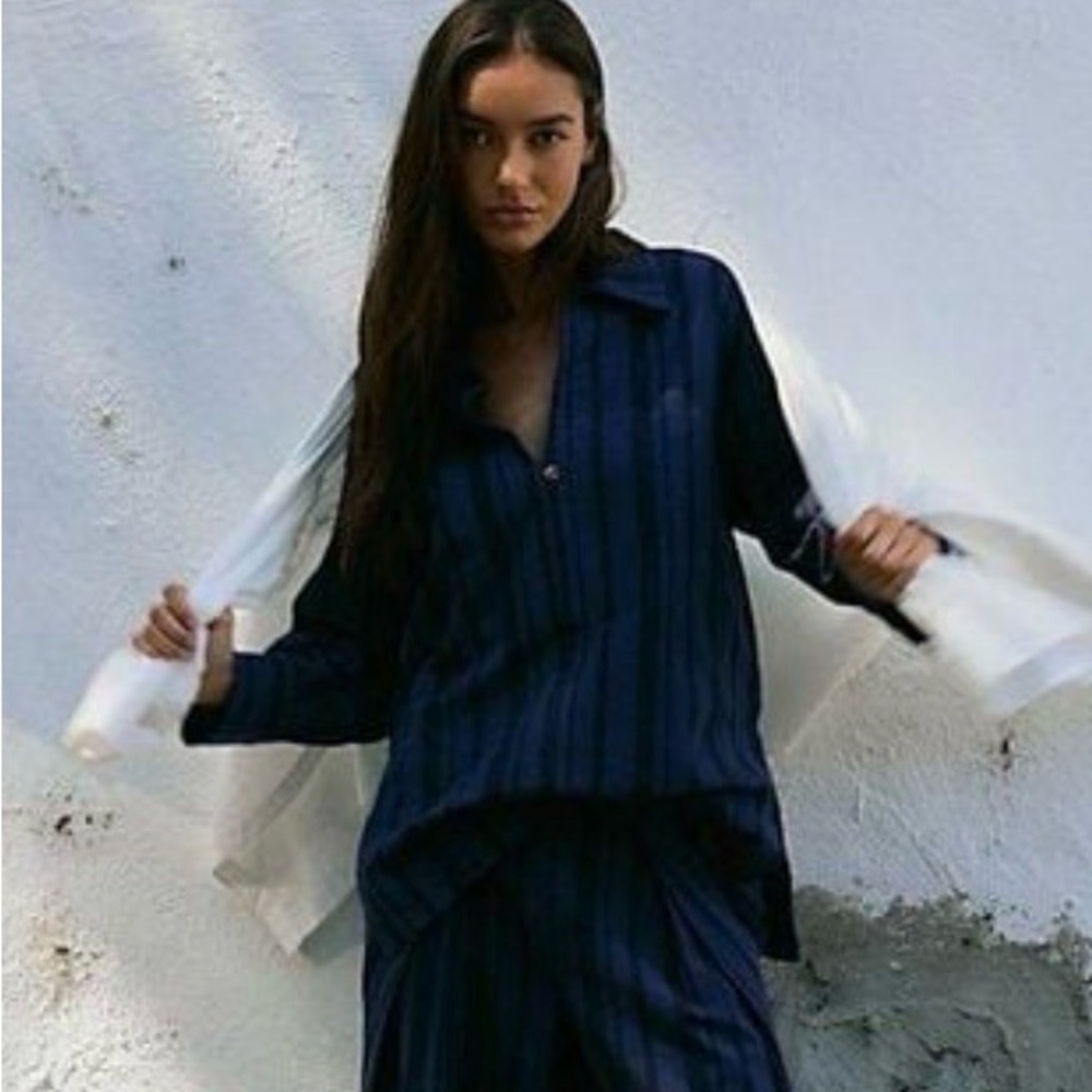 Free People Free-est Fallon pant set Top Blue NWT Oversized | Top Only